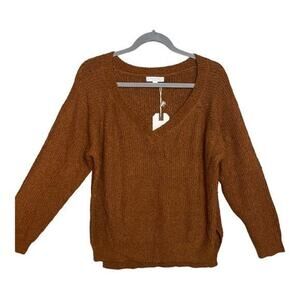 Day to Day Blu Pepper‎ Chocolate Brown V-Neck Sweater Size M NWT